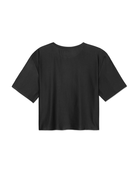 Base Running Cropped SS Tee in Black, back