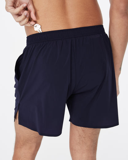 Work Running 5" Short in Navy, lifestyle