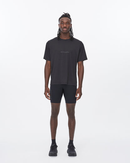 Work Running SS Tee in Black, lifestyle