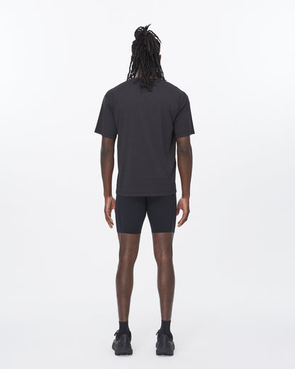 Work Running SS Tee in Black, lifestyle