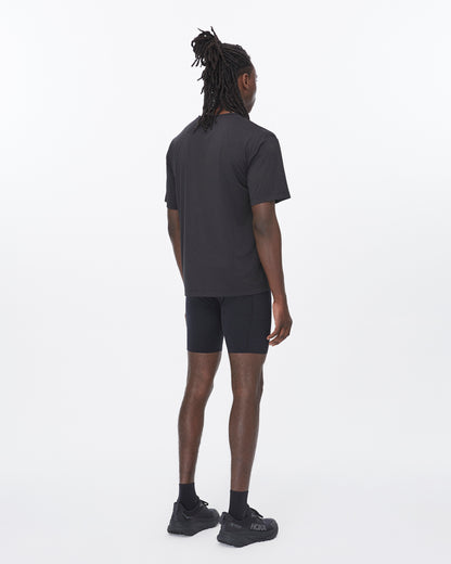 Work Running SS Tee in Black, lifestyle