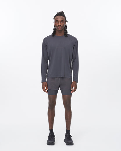 Work Running LS Tee in Asphalt, lifestyle