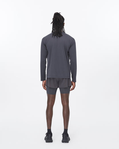 Work Running LS Tee in Asphalt, lifestyle
