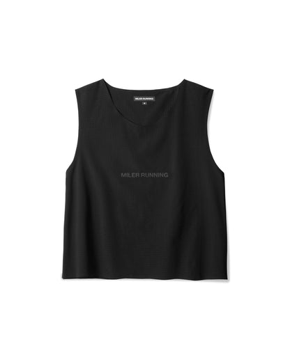 Dirt Running Cropped Tank in Black, front