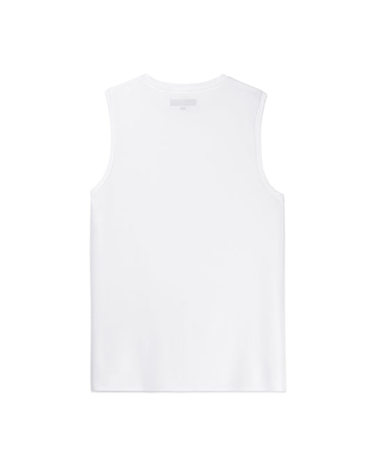 Base Running Tank in White, back