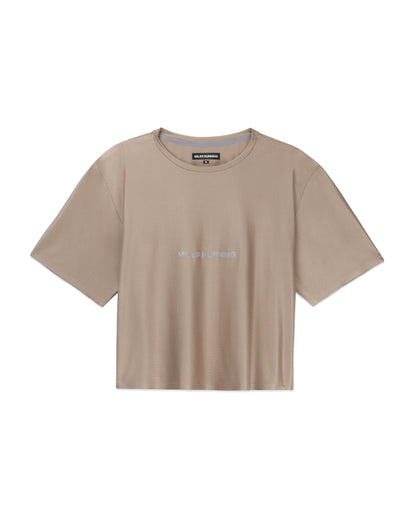 Base Running Cropped SS Tee in Limestone, front