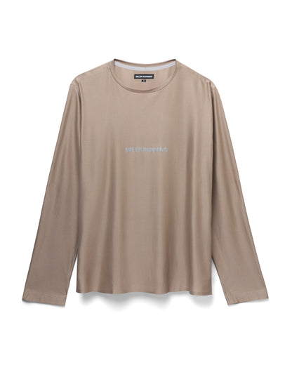 Base Running LS Tee in Limestone, front