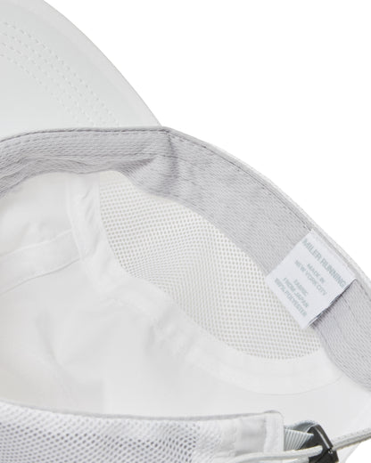 Base Running Hat in White, inside with mesh panel and sweatband
